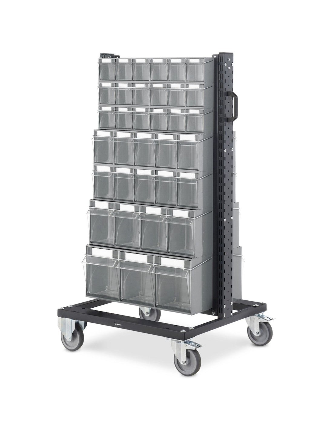 Carrello con cassettiere trasparenti, 70 contenitori