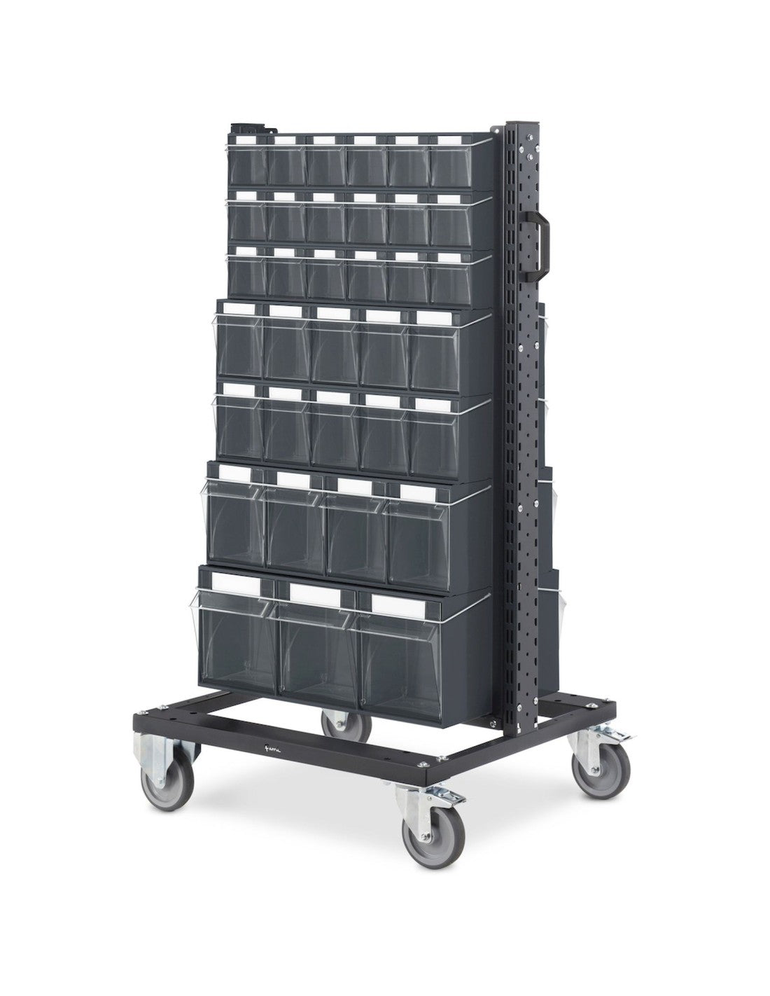 Carrello con cassettiere trasparenti, 70 contenitori