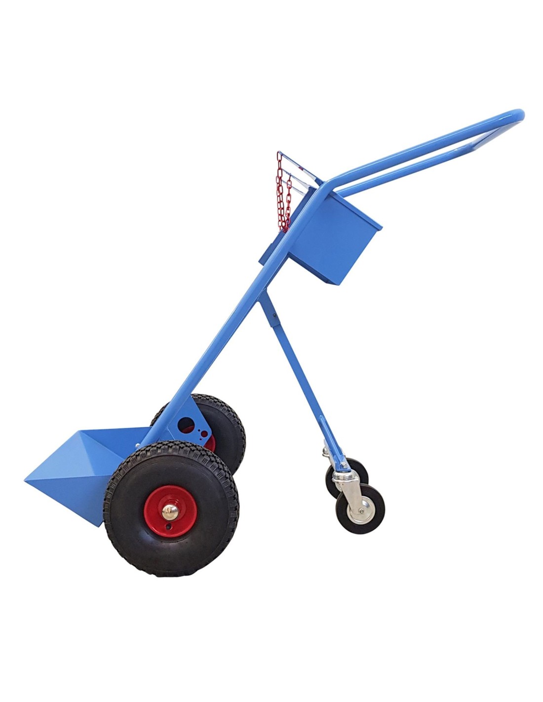 Carrello biposto per Bombole lt.40/50 con Ruote Pneumatiche e Maniglione - Terza Ruota Posteriore