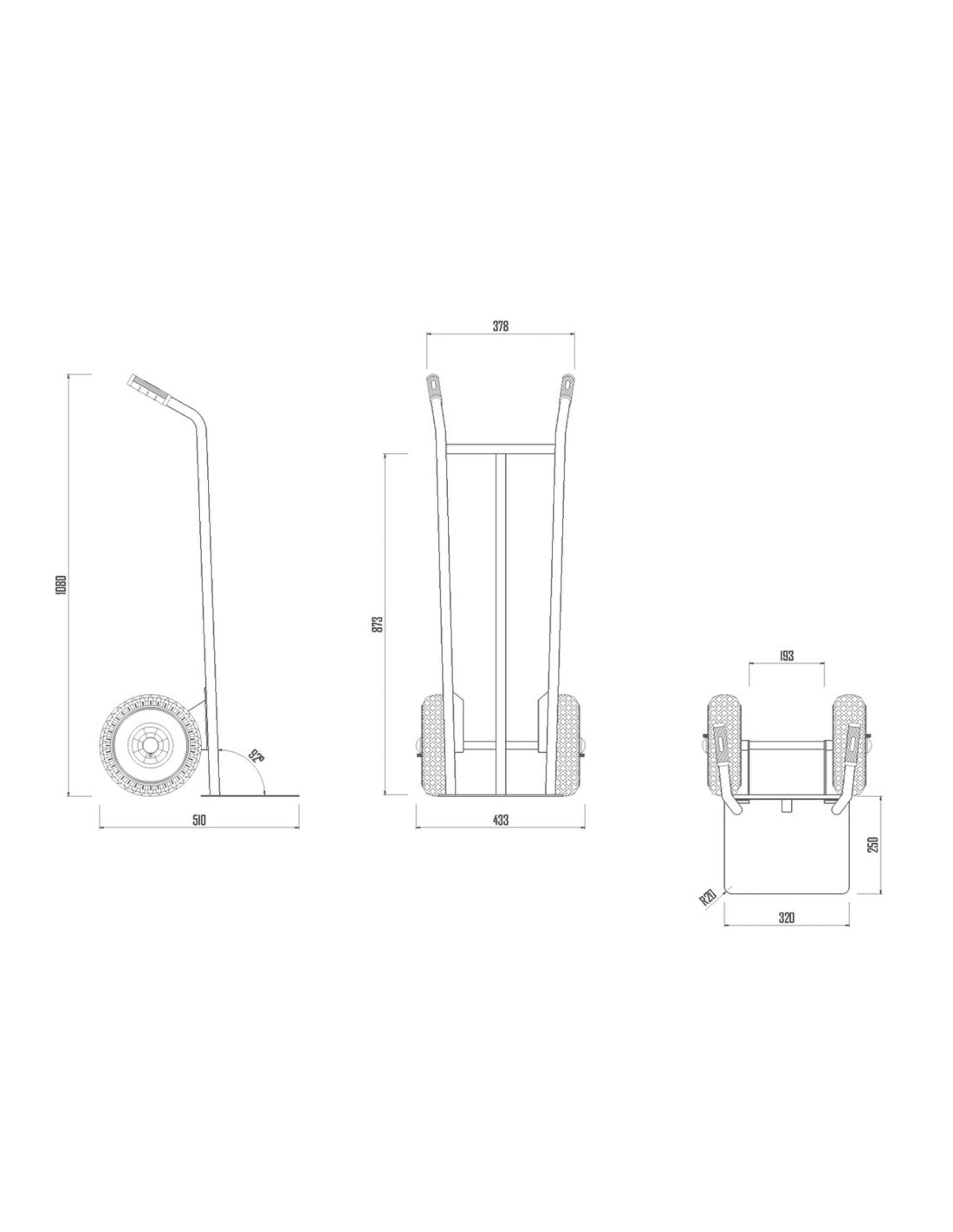 Carrello Portacasse con Ruote Pneumatiche