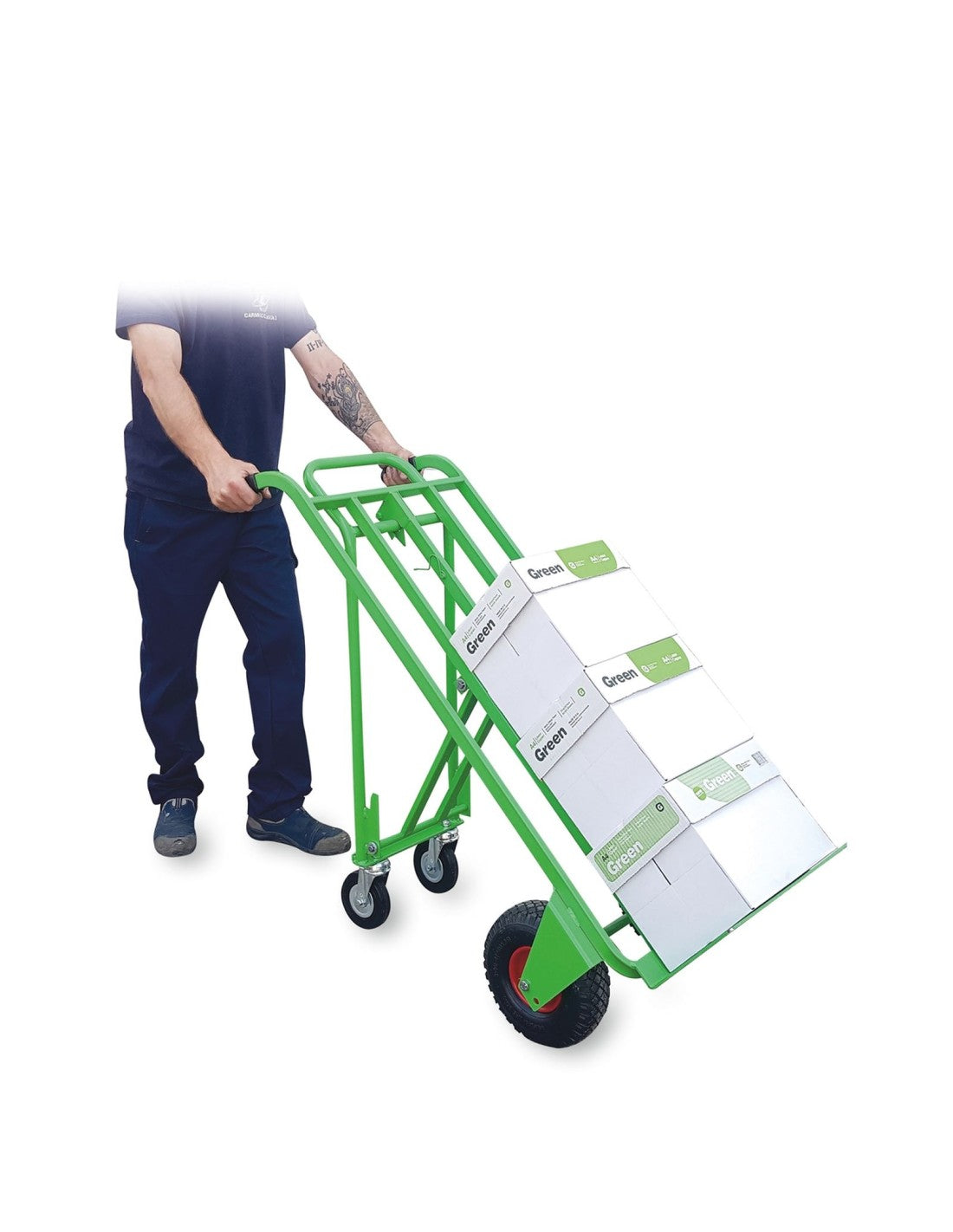 Carrello trasformabile con due ruote pneumatiche
