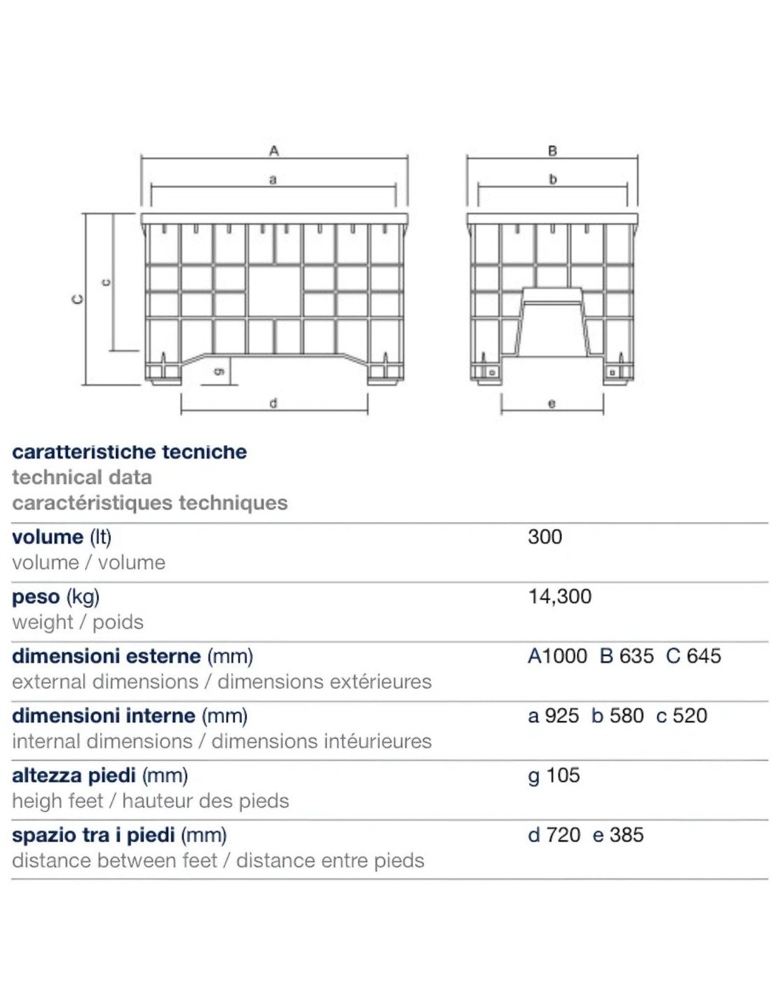 Cassone in plastica 64x100 cm | 300 litri