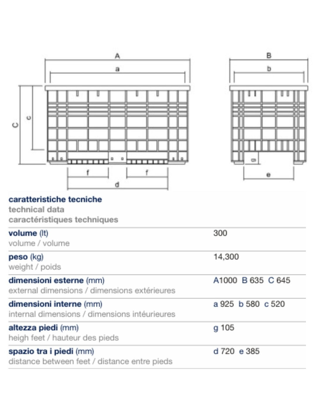 Contenitore industriale 80x120 cm | 530 litri