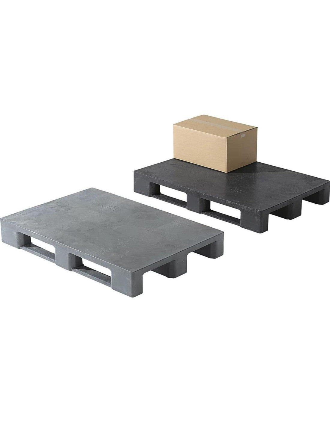 Pallet in plastica monoblocco nero con traverse