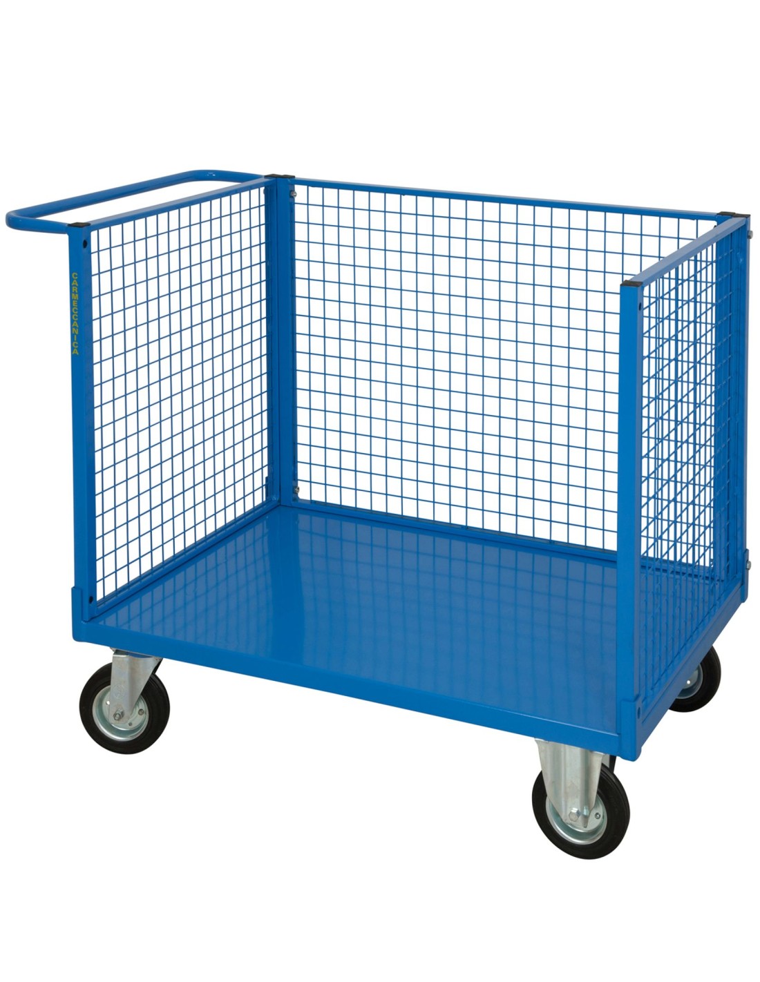 Pianale con tre sponde in rete, 2 ruote con freno