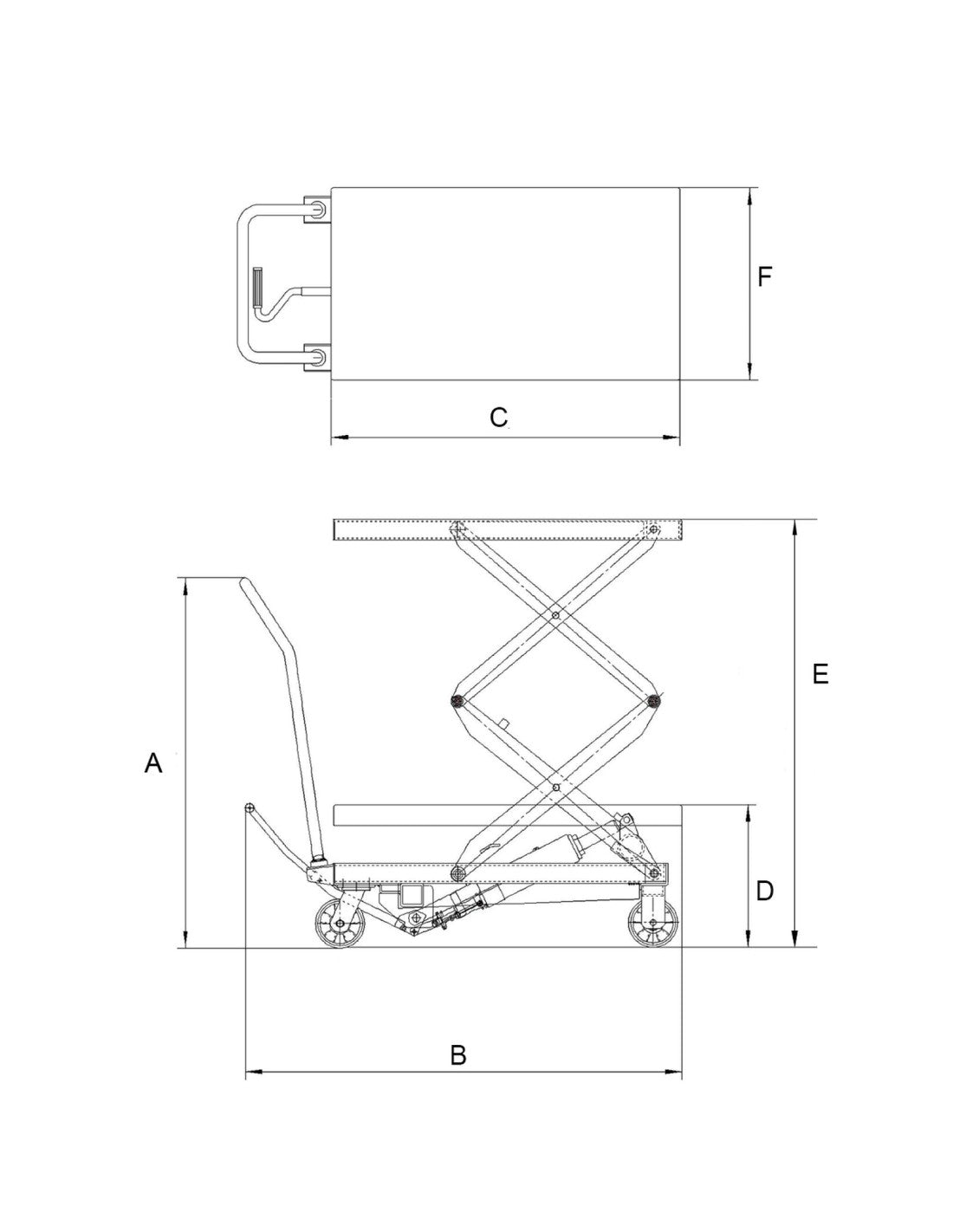 Piattaforma Carrellata con sollevamento Elettrico. Portata 350 kg
