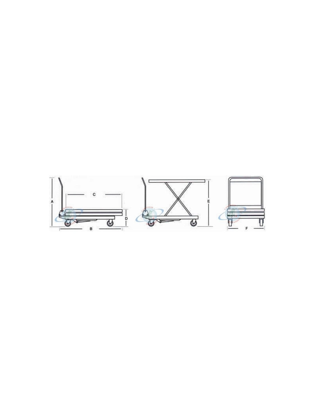 Piattaforma elevatrice carrellata 150 Kg