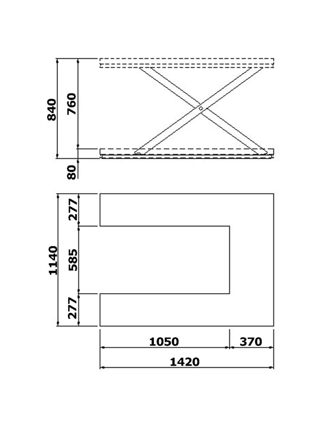 Piattaforma U extrabassa per sollevamento pallets