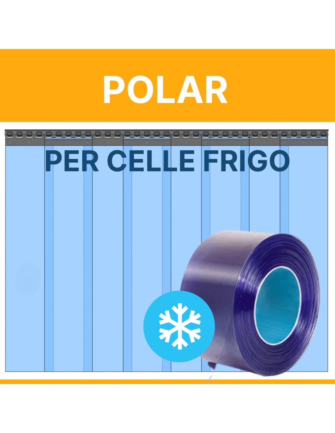 Produzione porte a strisce in pvc su misura per celle frigo Polar