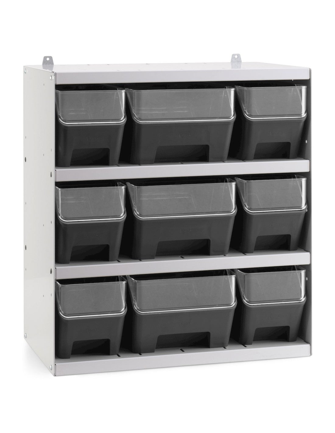 Scaffale porta contenitori RK Box Air  con 9 contenitori blu con guide divisori e frontalini