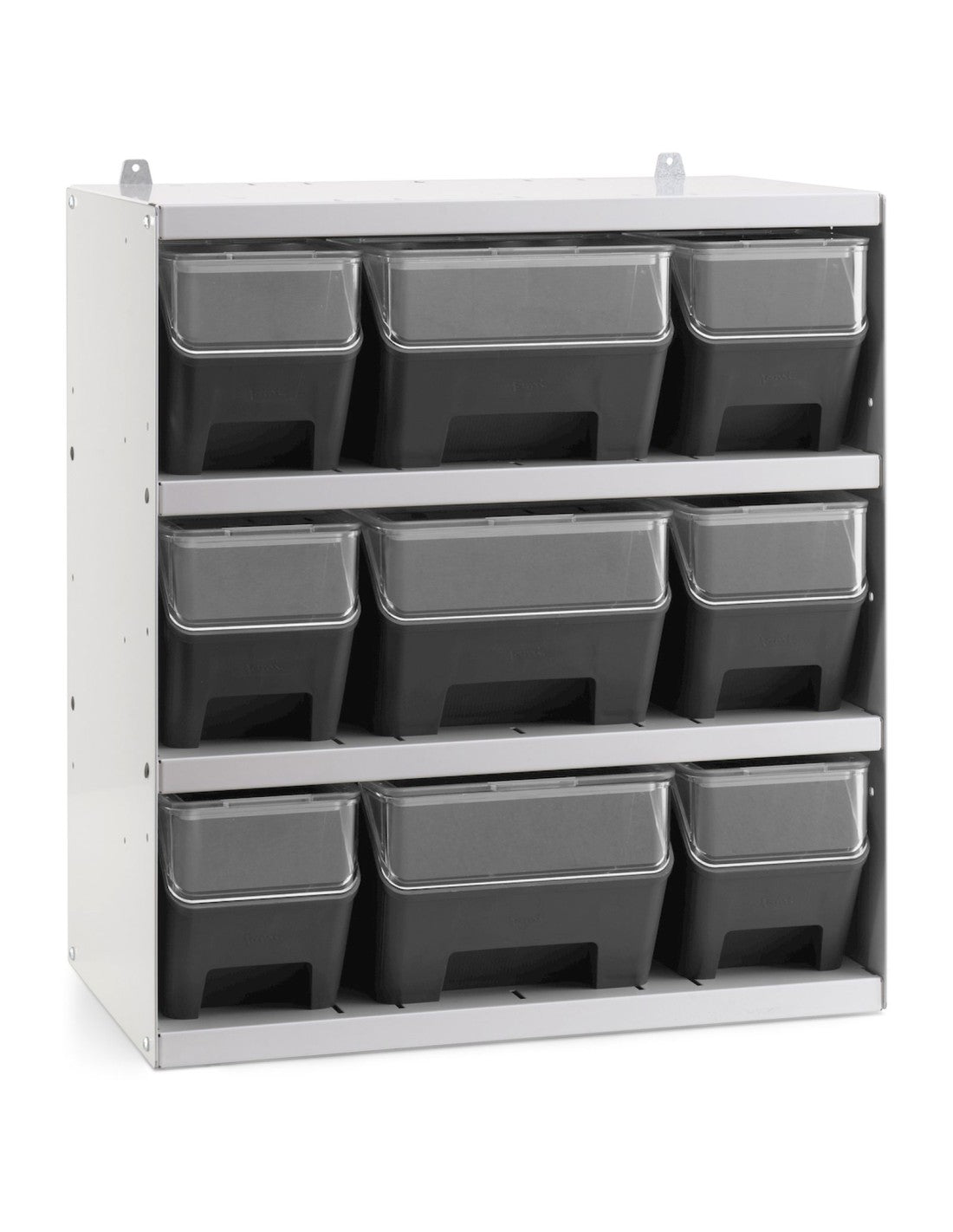 Scaffale porta contenitori RK Box Air  con 9 contenitori  con guide coperchi e frontalini