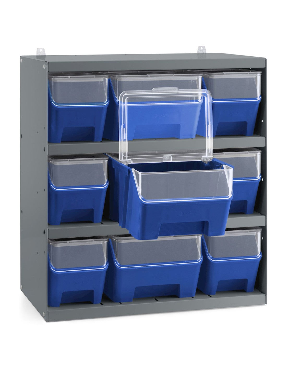Scaffale porta contenitori RK Box Air  con 9 contenitori  con guide coperchi e frontalini