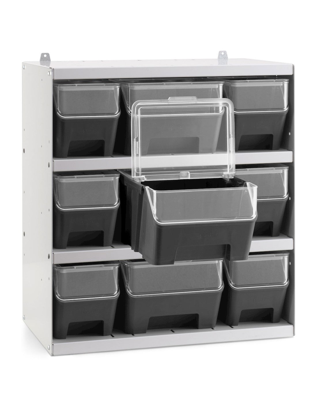 Scaffale porta contenitori RK Box Air  con 9 contenitori  con guide coperchi e frontalini