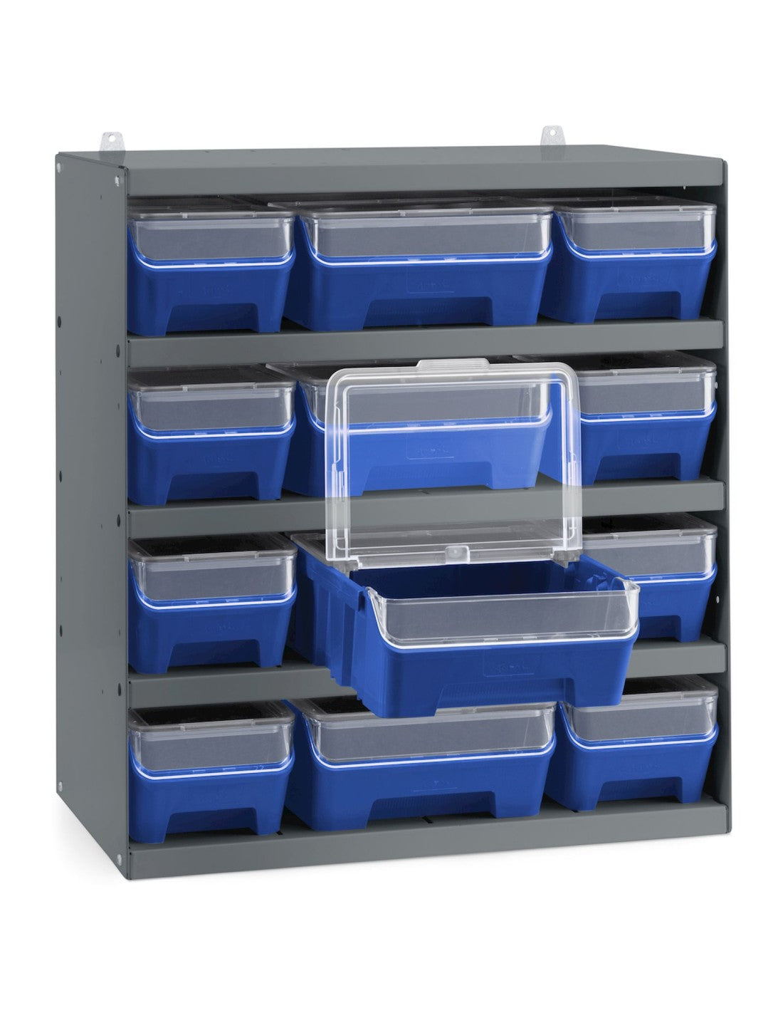 Scaffale porta contenitori RK Box Air  con 12 contenitori con guide coperchi e frontalini