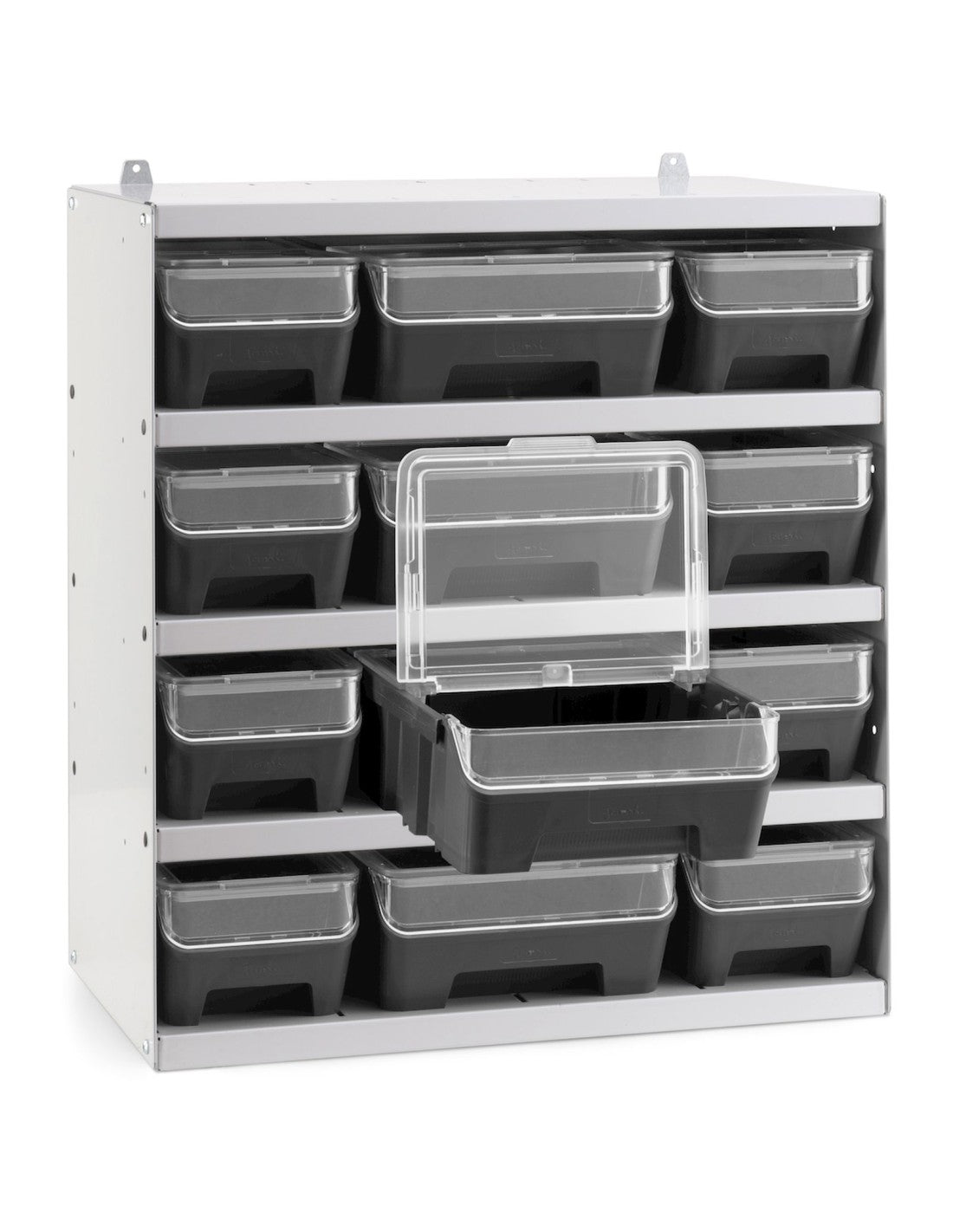 Scaffale porta contenitori RK Box Air  con 12 contenitori con guide coperchi e frontalini