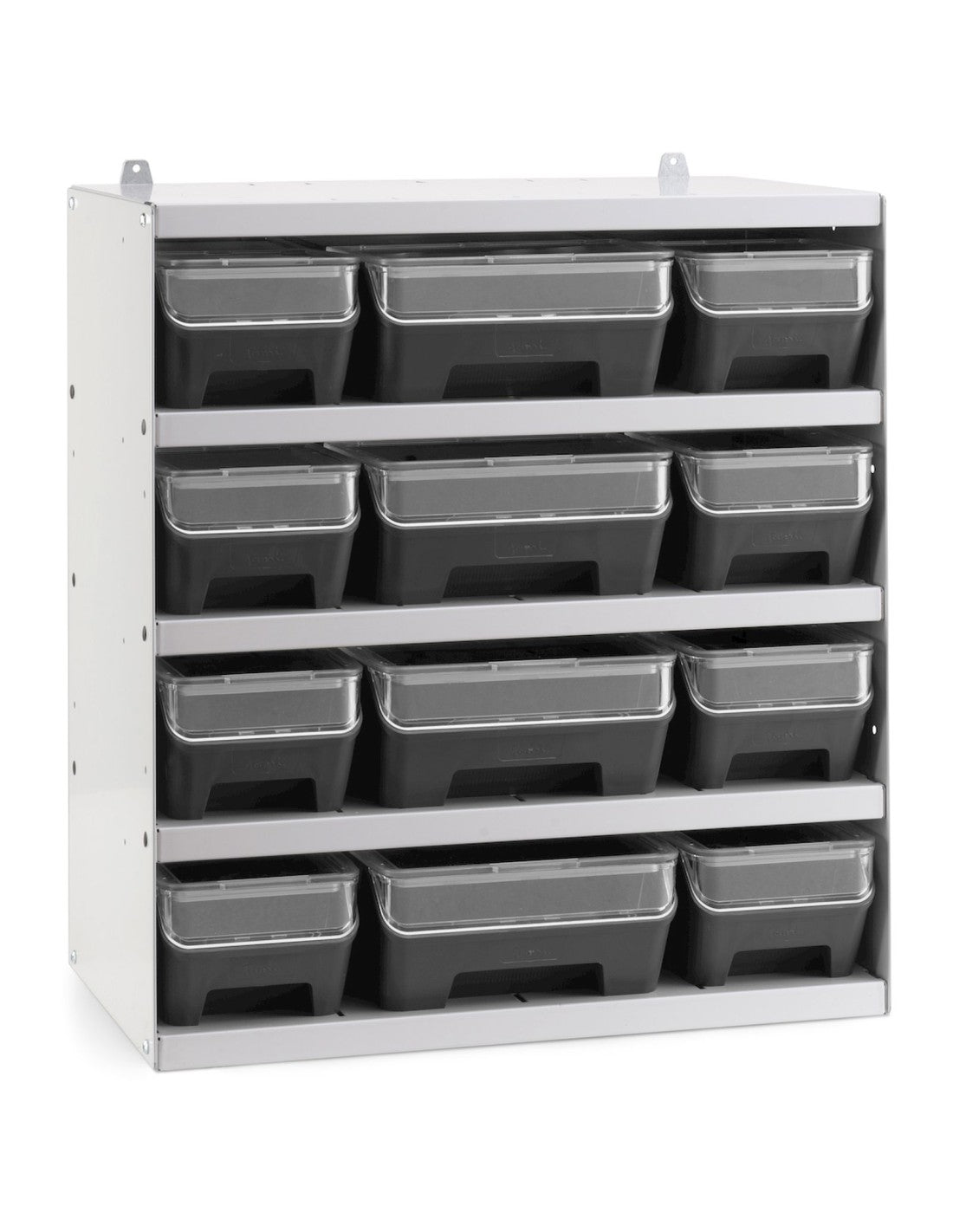 Scaffale porta contenitori RK Box Air  con 12 contenitori con guide coperchi e frontalini