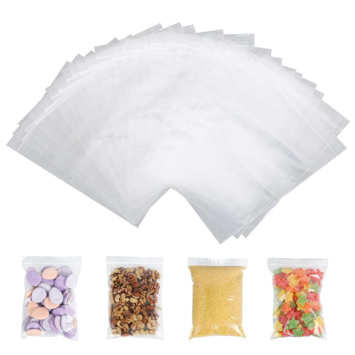 Sacchetti PE con Chiusura ZIP 50 my chiusura a pressione