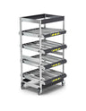 Scaffale dinamici Kanban a rulli - FIFO  con 4 telai inclinabili con ruote