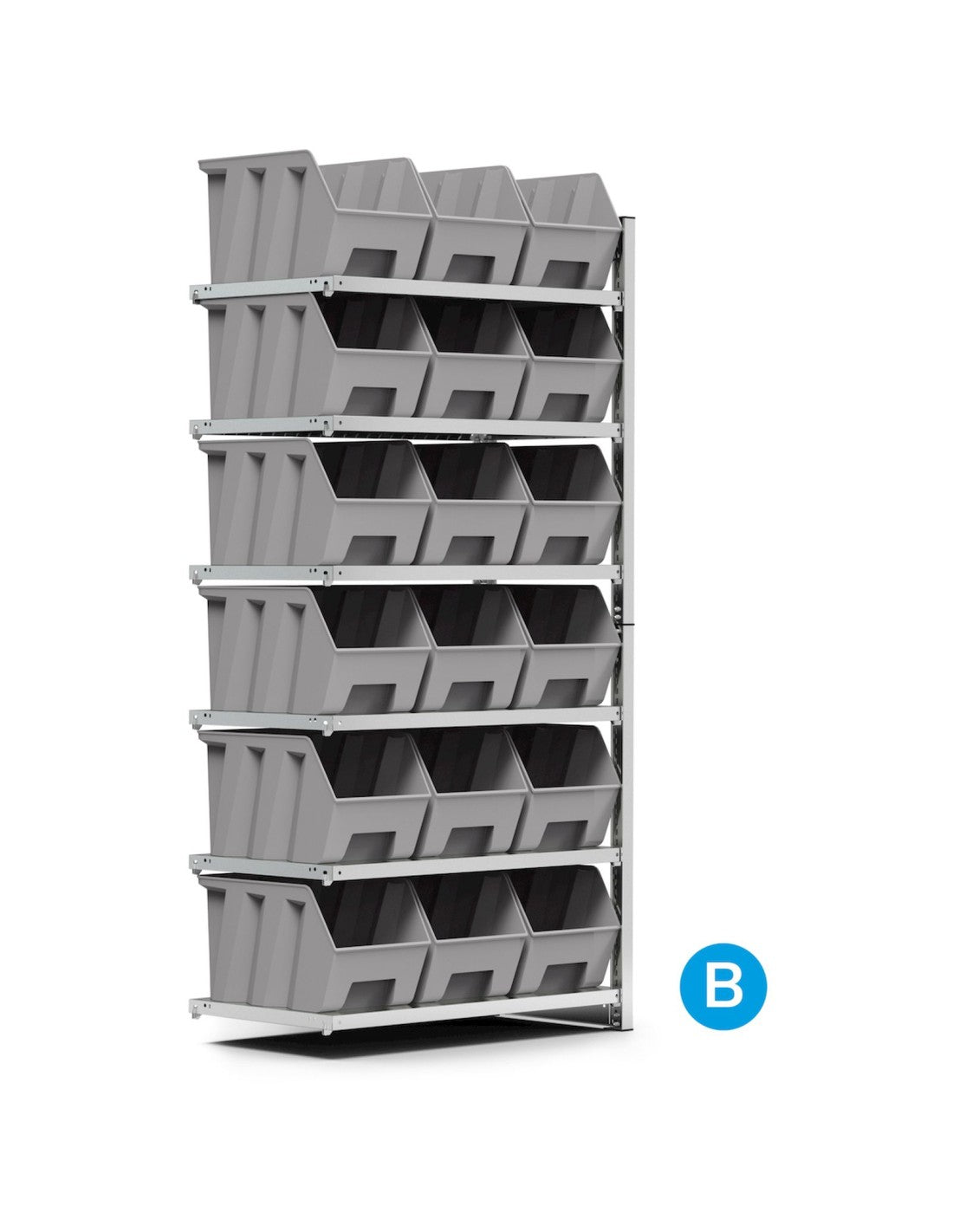 Scaffali porta contenitori a piani Modulo aggiuntivo con 6 piani e 18 contenitori Picking Box Air mis. 4A5