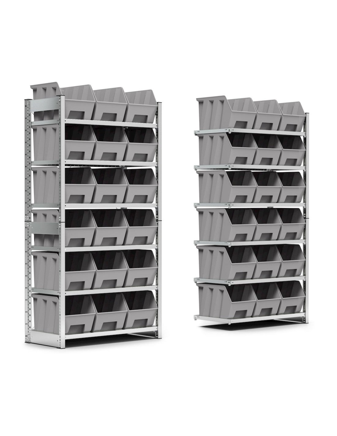 Scaffali porta contenitori a piani Modulo aggiuntivo con 6 piani e 18 contenitori Picking Box Air mis. 4A5