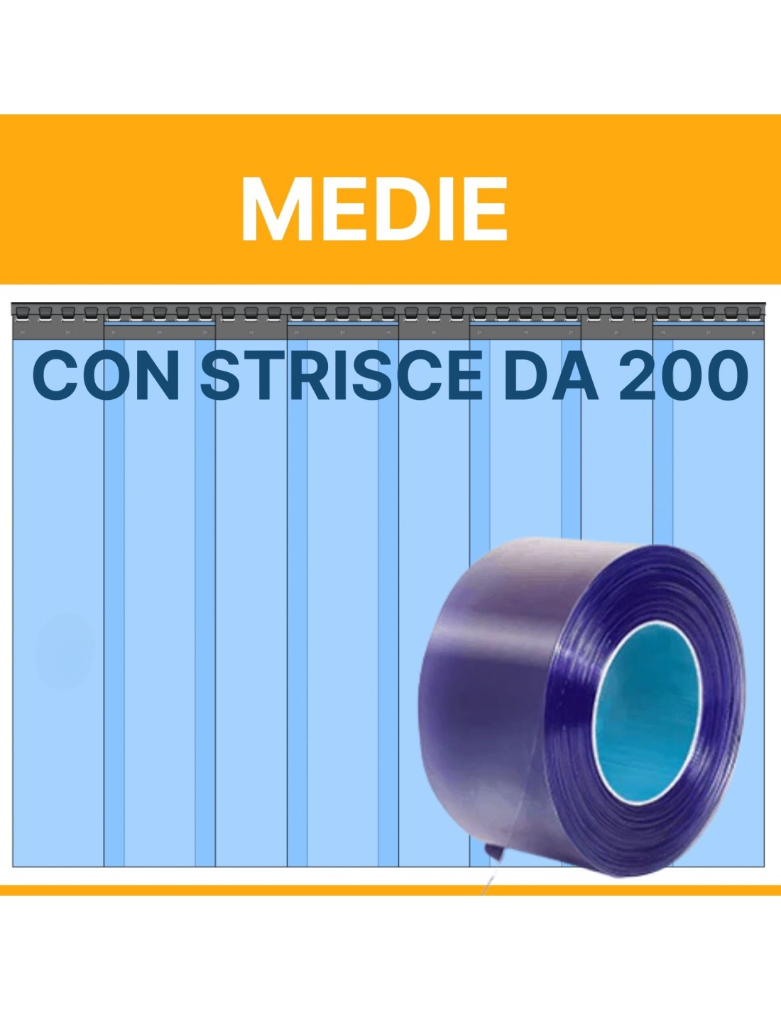 Porte a strisce PVC flessibili, su misura, 200x2 strisce pvc