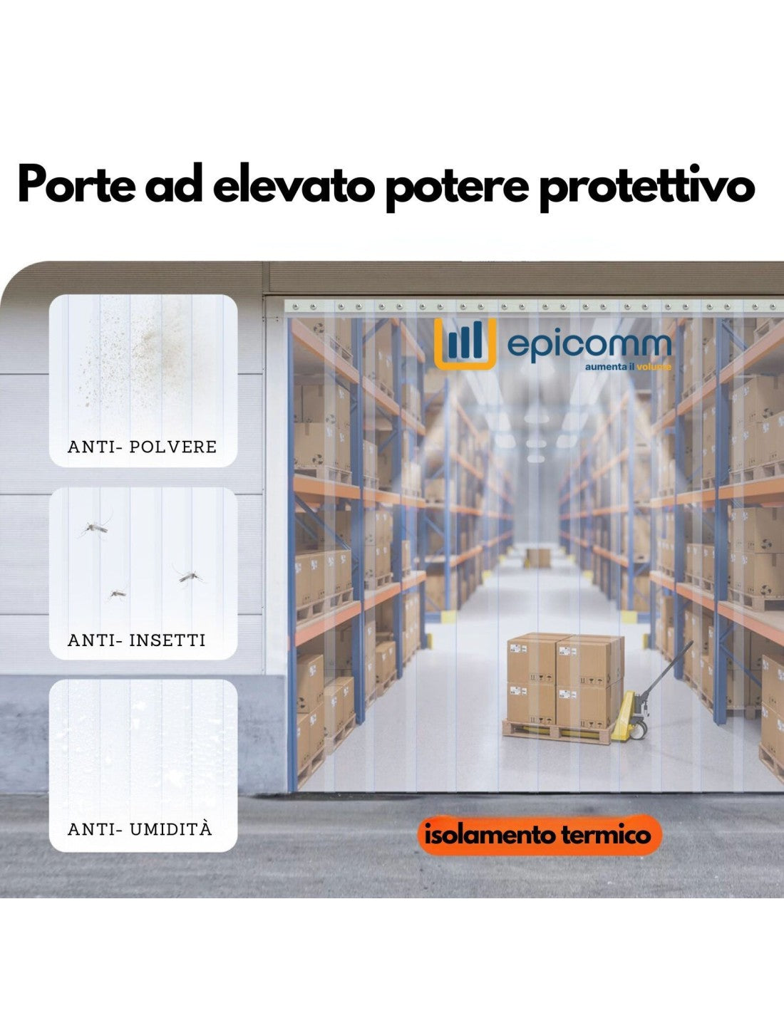 Porte a strisce PVC flessibili, su misura, 200x2 strisce pvc
